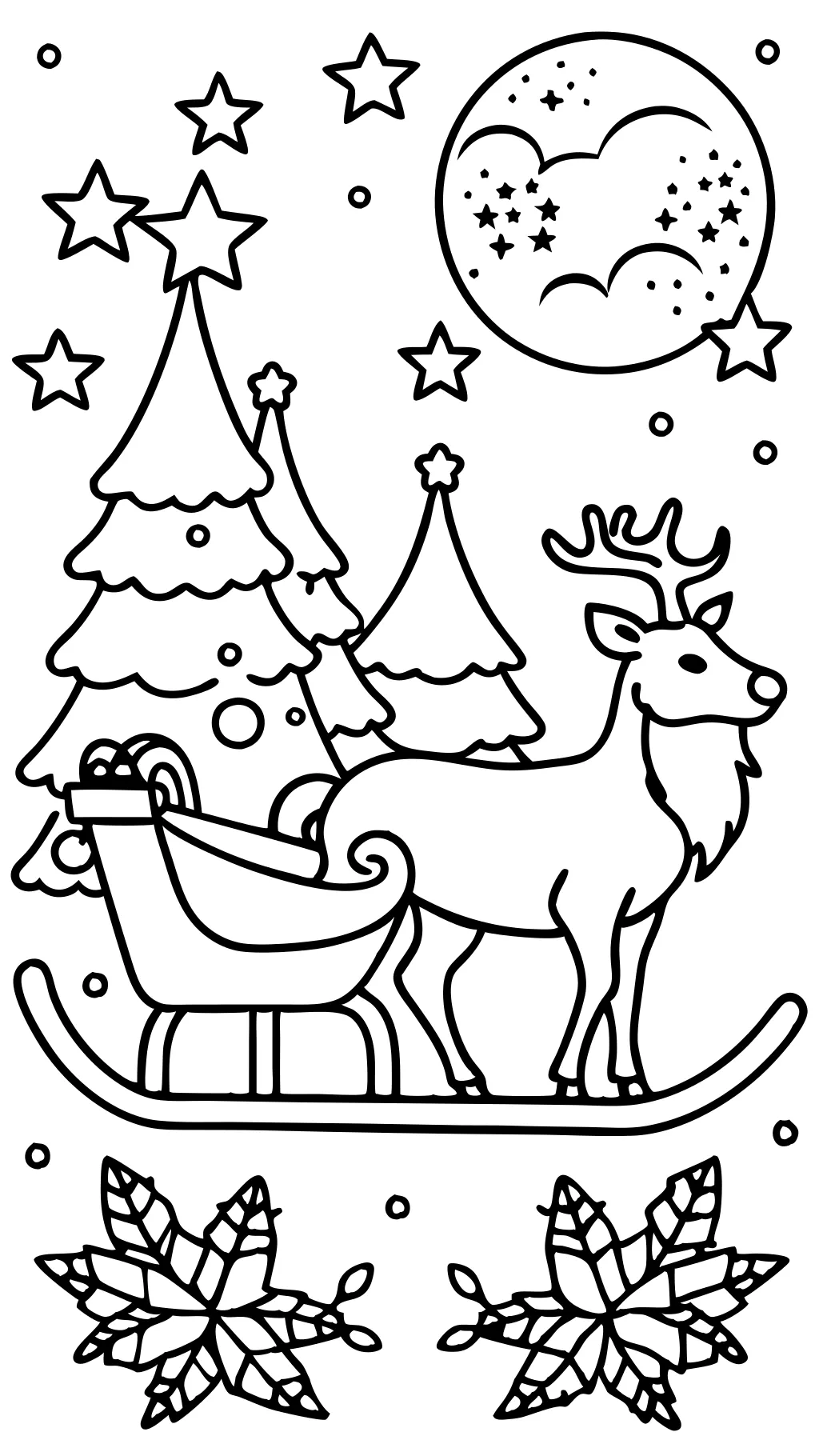 santa sleigh coloring page